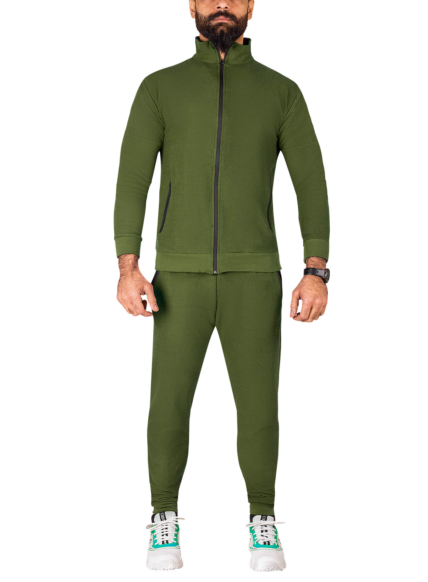 CA ZIG ZAG TRACKSUIT (GREEN) - Green Medium, Large, XL, XXL Track suits & Hoodies,6