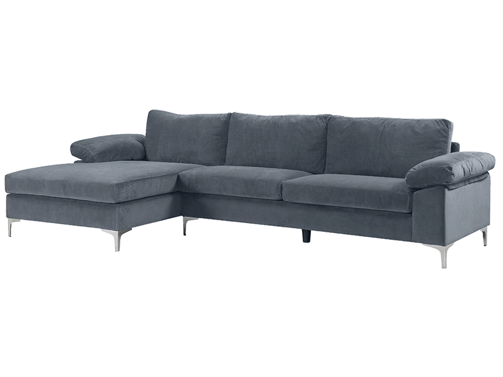 Ds New Ronni Sectional Sofa With Left Chaise Velvet Dark Grey