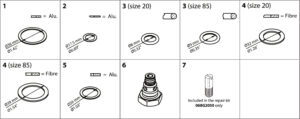 Repair kit orifice TEA TEAT TEVA and TEAQ Size 20 and 85 Code numbers 068G2050 068G2051 068G2052 068G2053 068G2054 068G2055 068G2056 068G2057 068G2058 068G2059 - NZ DEPOT