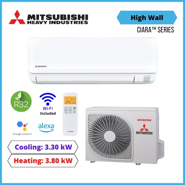 Mitsubishi Heavy Industries 3.3kW Ciara™ Series DXK12ZTLA-WF DXC12ZTLA-W Heat Pump Air Conditioner - NZDEPOT