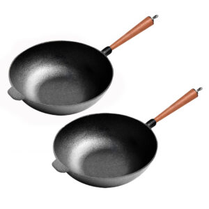 SOGA 2X 31cm Commercial Cast Iron Wok Round Bottom FryPan Home Cooking Skillet, Home & Living, Kitchen & Dining, Cookware, Frying Pans, ,  - NZ DEPOT 1