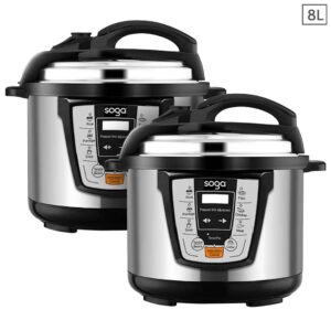 SOGA 2X Electric Stainless Steel Pressure Cooker 8L 1600W Multicooker 16, electronics & appliances, appliances, small kitchen appliances, benchtop cooking, slow cookers & pressure cookers,  - NZ DEPOT 1