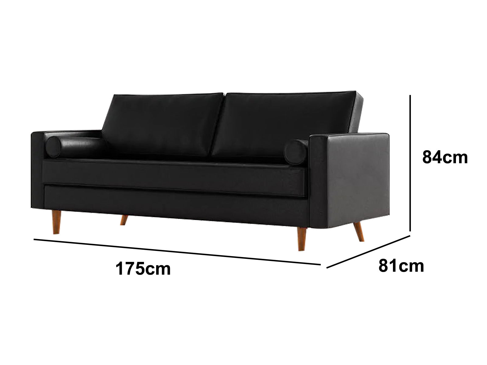 Ds Gyllene 3 Seater Black Faux Leather Pr8919 Sofas Sectionals Sofa Beds Nz Depot 9 - Nz Depot