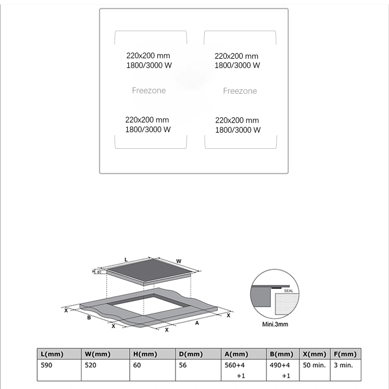 Midea 60cm Freezone Induction Cooktop MC-IF7222CCD - Hobs - MC-IF7222CCD-2 - NZ DEPOT