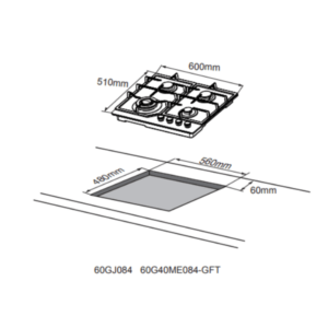 Midea 60cm Gas Cooktop Black Glass 60G40ME084-GFT - Hobs - 60G40ME084-GFT-2 - NZ DEPOT