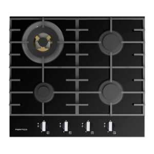 Parmco 600mm Hob, 3 Burner + Wok, Gas, Black Glass - NZDEPOT