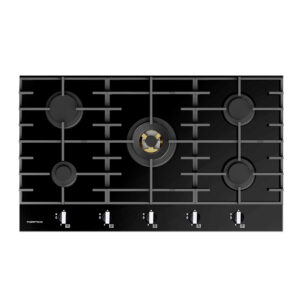 Parmco 900mm Hob, 4 Burner + Wok, Gas, Black Glass - NZDEPOT