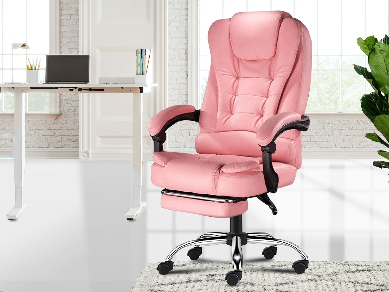 Percy Massage Office Chair PU Pink PR7150 Office Chairs NZ DEPOT 5