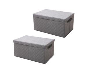 Soga 2X Extra Large Grey Non Woven Diamond Quilt Grid Fabric Storageorganizer Box Nz Depot - Nz Depot