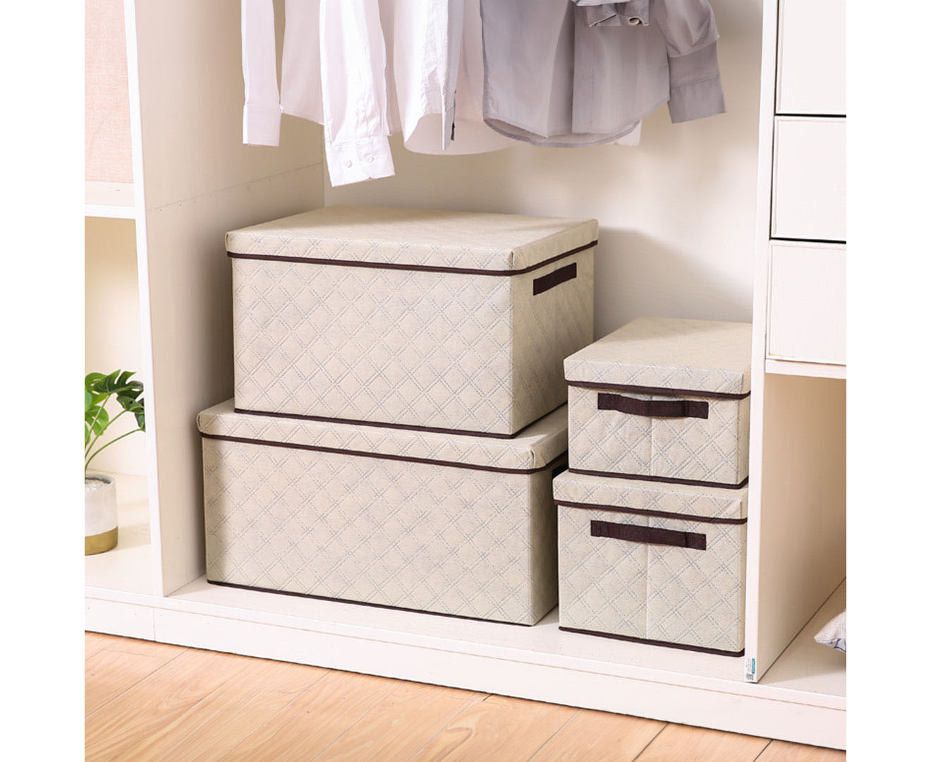 Soga 2X Small Beige Non-Woven Diamond Quilt Grid Fabric Storage/ Organizer Box, Furniture, Storage &Amp; Shelving, Home Storage, , ,  - Nz Depot 9