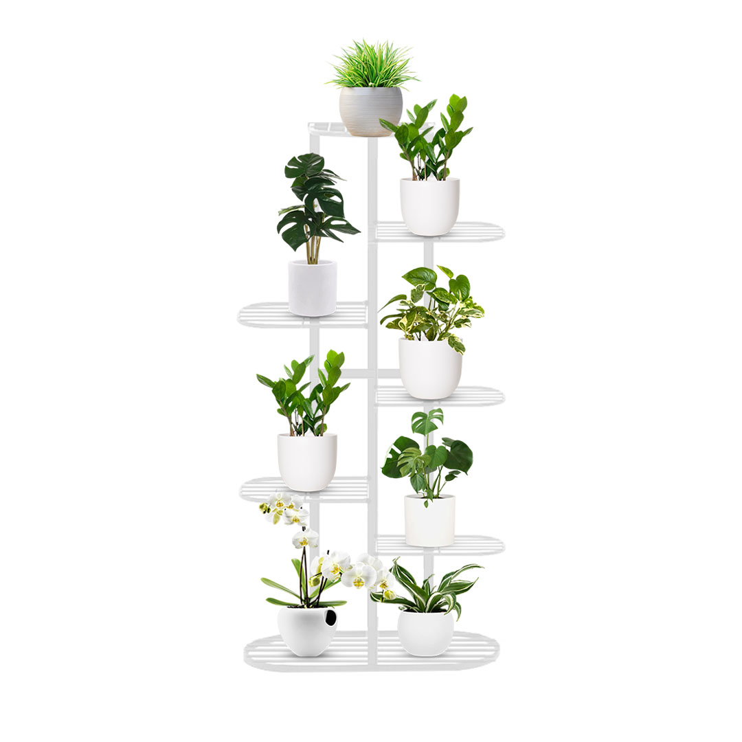 SOGA 7 Tier 8 Pots White Metal Plant Rack Flowerpot Storage Display Stand Holder Home Garden Decor, Home & Living, Home Decor, Indoor Pots, Planters and Plant Stands, , ,  - NZ DEPOT 1