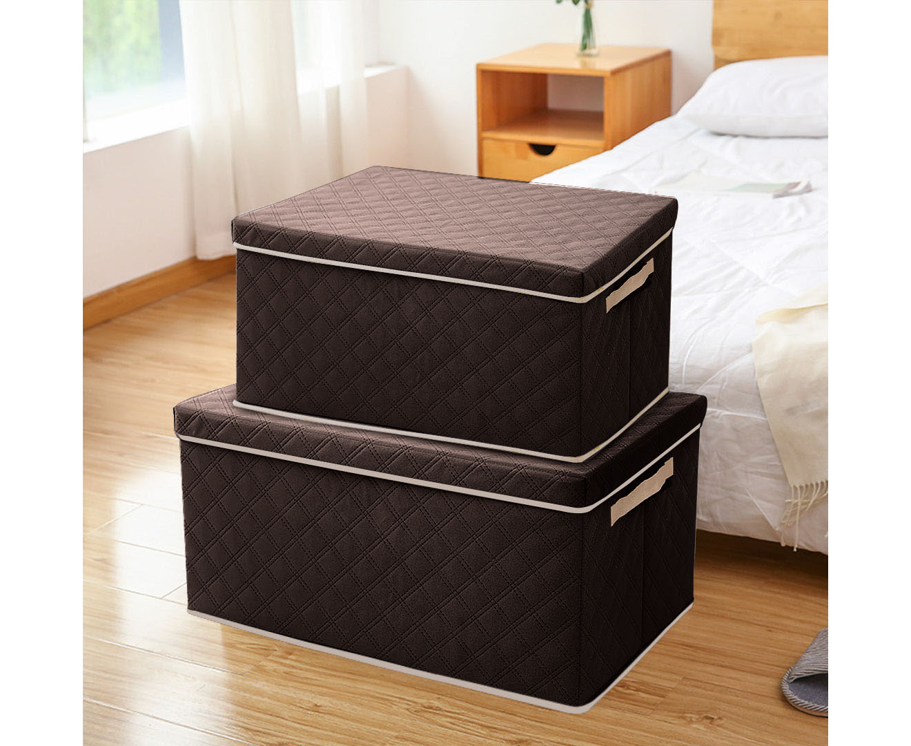 Soga Extra Large Coffee Non-Woven Diamond Quilt Grid Fabric Storage/Organizer Box, Furniture, Storage &Amp; Shelving, Home Storage, , ,  - Nz Depot 3