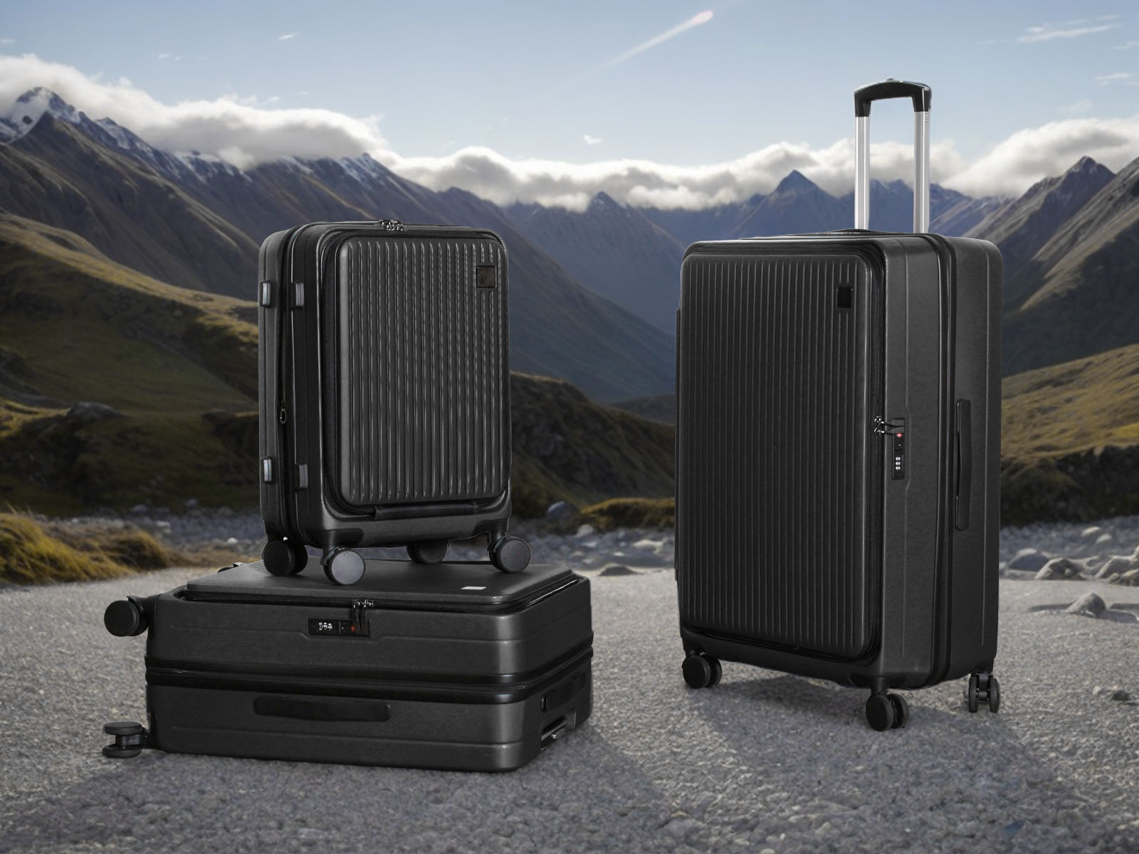 3 Piece Front Open Luggage Set Black Pr12959 Luggage Sets Nz Depot 10 - Nz Depot