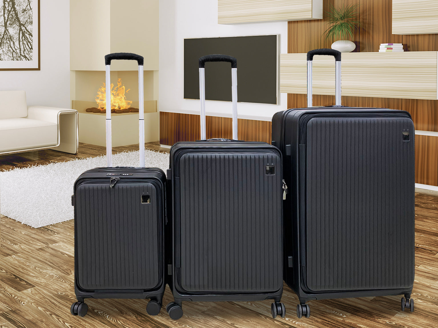 3 Piece Front Open Luggage Set Black Pr12959 Luggage Sets Nz Depot 8 - Nz Depot