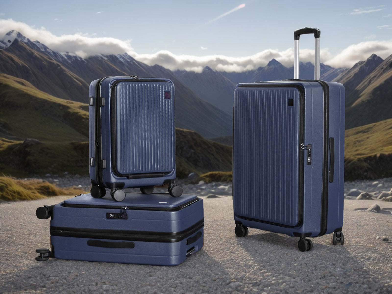 3 Piece Front Open Luggage Set Blue Pr12961 Luggage Sets Nz Depot 10 - Nz Depot