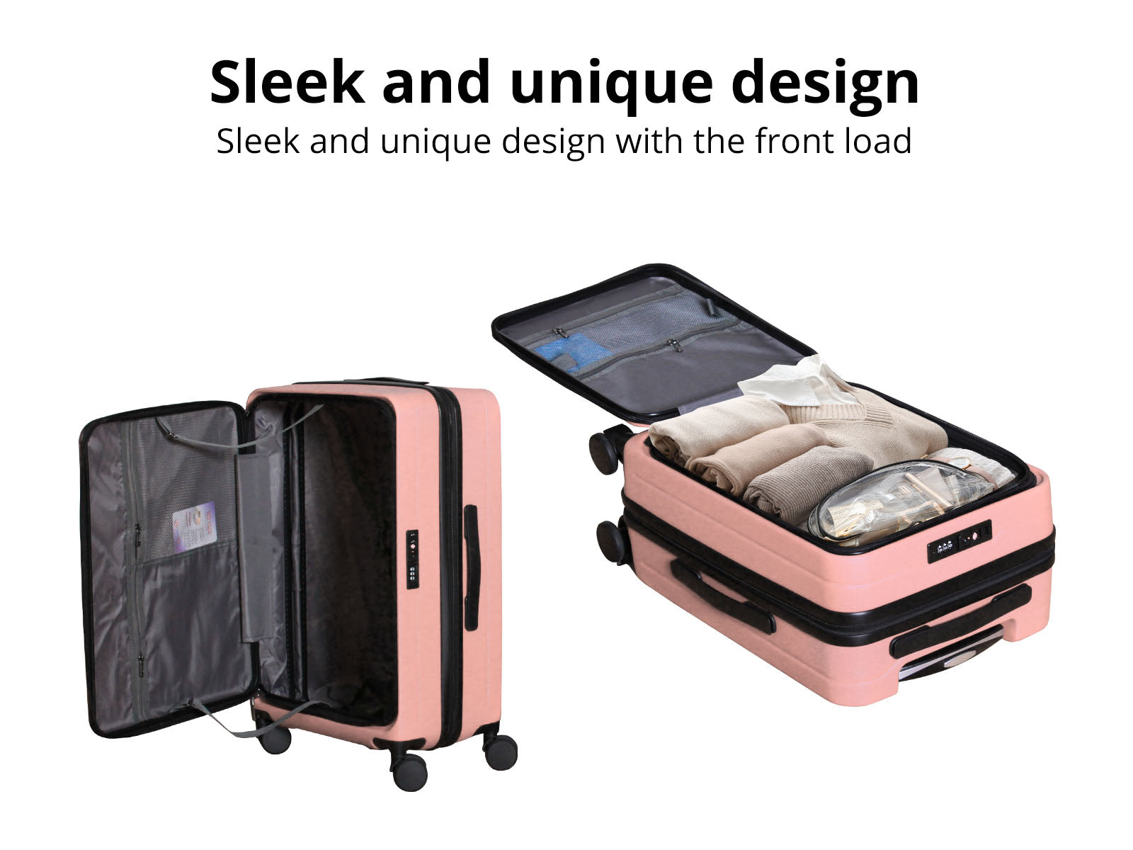 3 Piece Front Open Luggage Set Rose Gold Pr12960 Luggage Sets Nz Depot 11 - Nz Depot