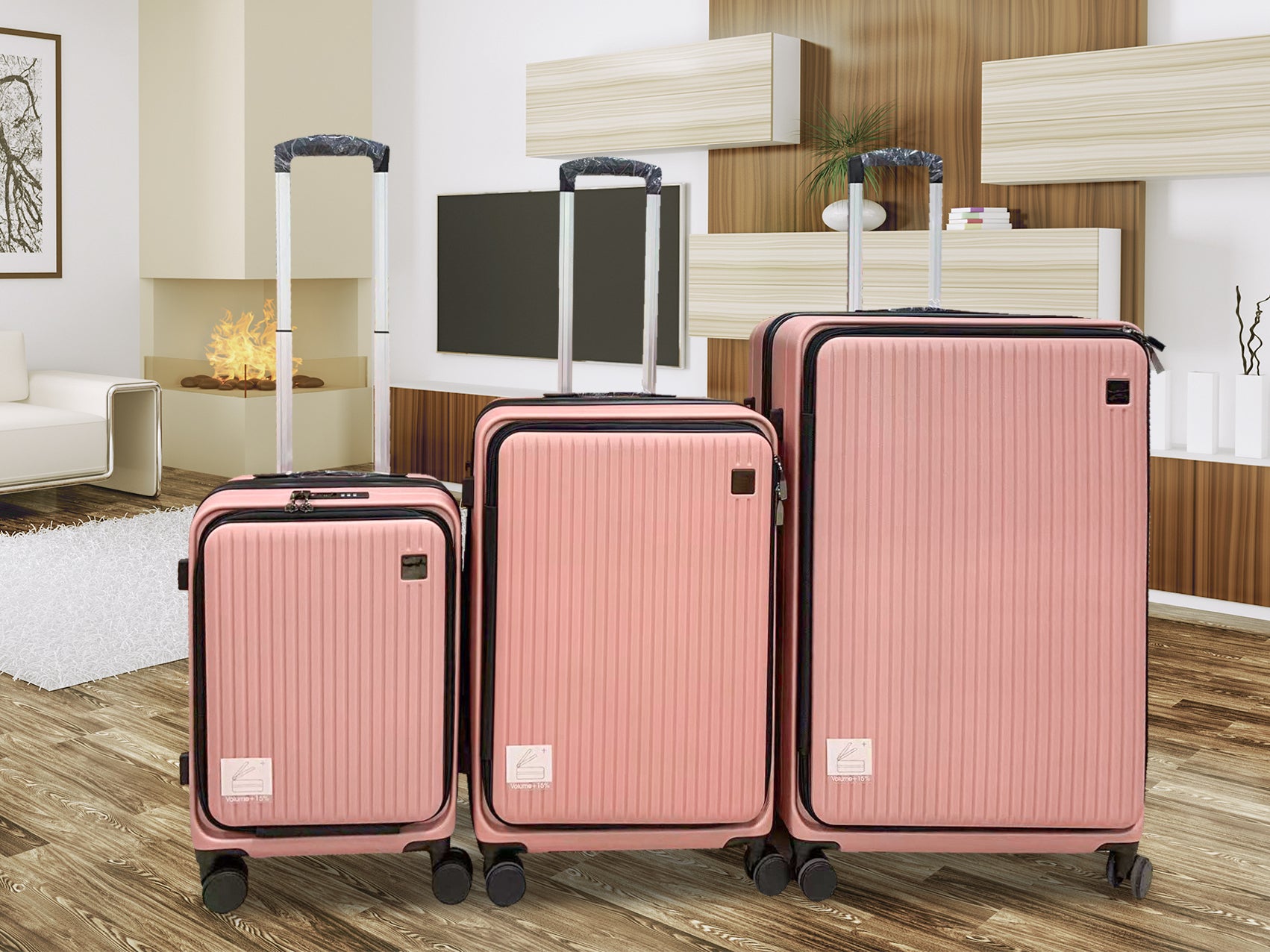 3 Piece Front Open Luggage Set Rose Gold Pr12960 Luggage Sets Nz Depot 6 - Nz Depot