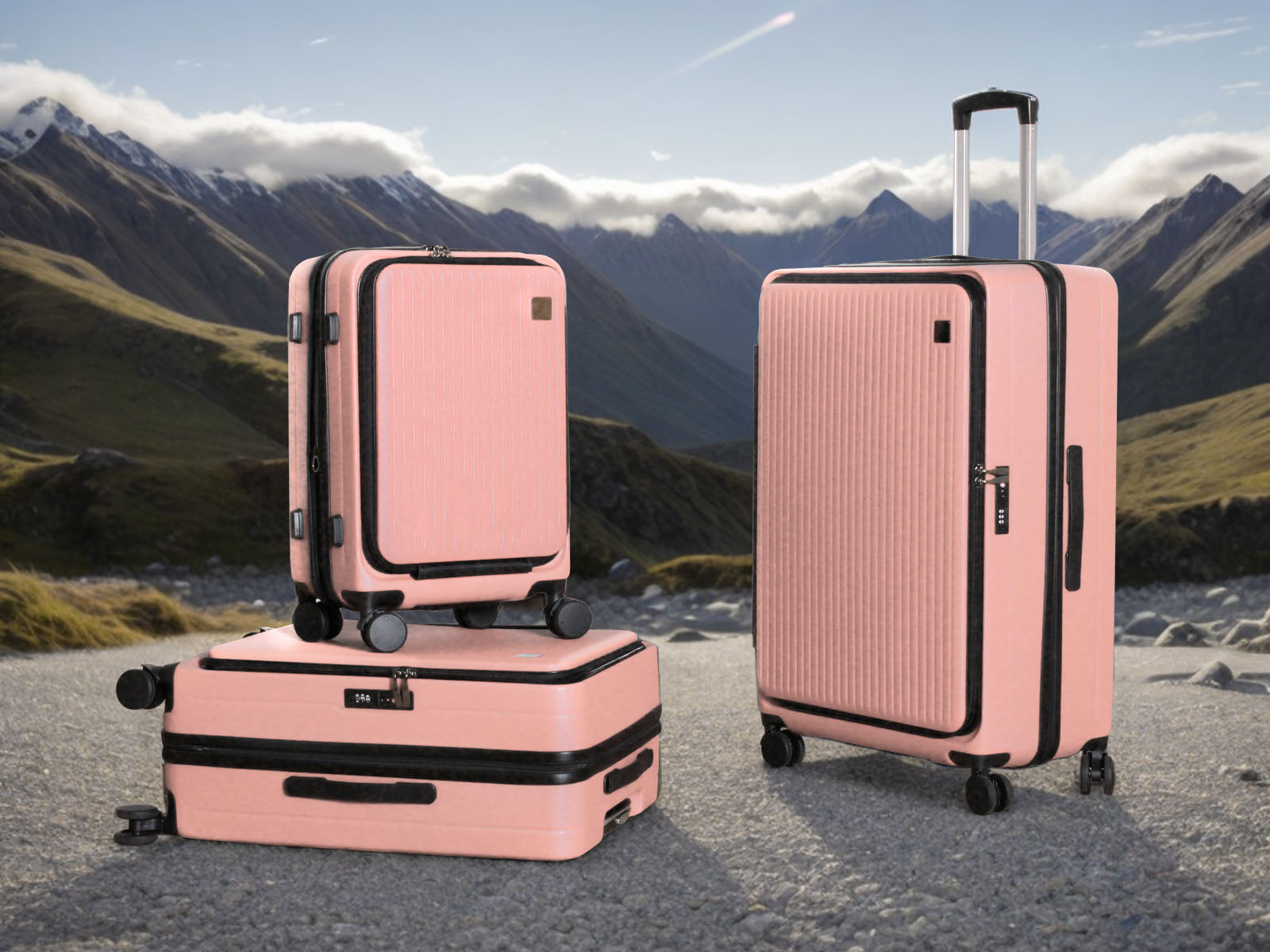 3 Piece Front Open Luggage Set Rose Gold Pr12960 Luggage Sets Nz Depot 8 - Nz Depot