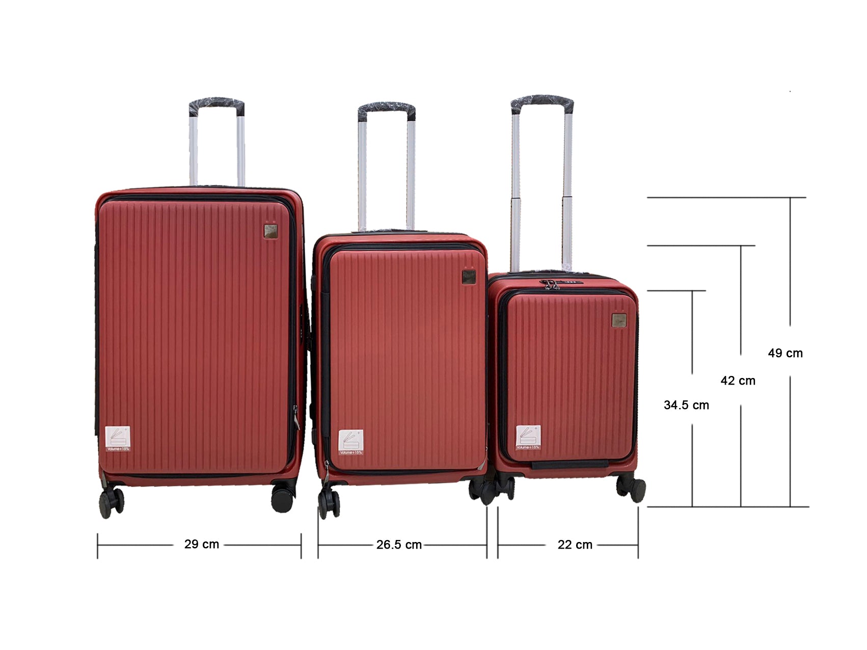 3 Piece Front Open Luggage Set Wine Red Pr12962 Luggage Sets Nz Depot 3 - Nz Depot