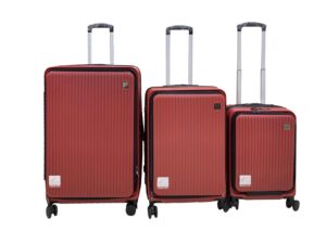 3 Piece Front Open Luggage Set Wine Red Pr12962 Luggage Sets Nz Depot - Nz Depot