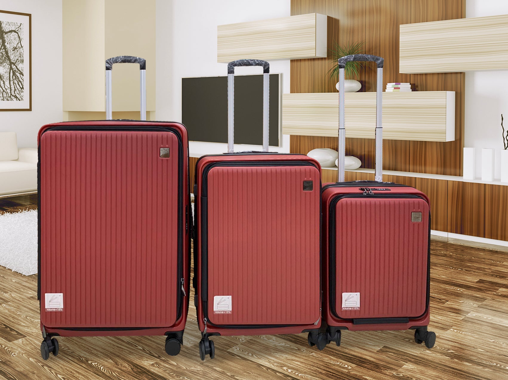 3 Piece Front Open Luggage Set Wine Red Pr12962 Luggage Sets Nz Depot 6 - Nz Depot