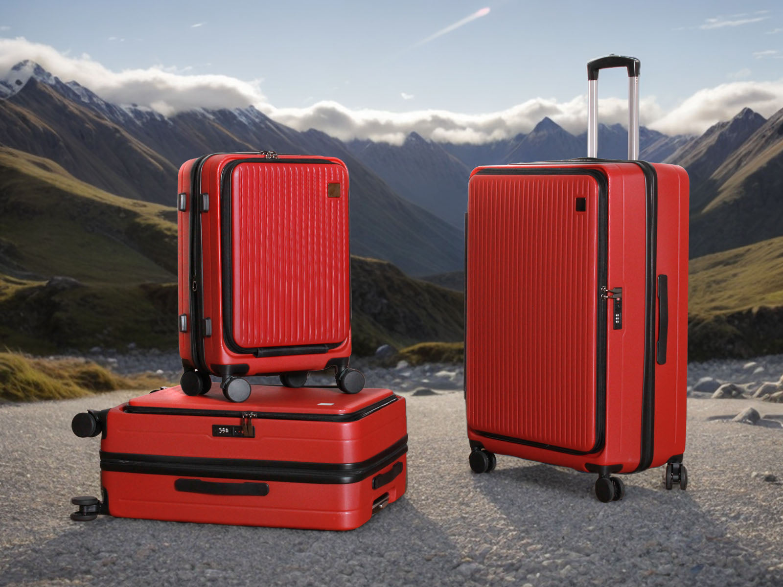 3 Piece Front Open Luggage Set Wine Red Pr12962 Luggage Sets Nz Depot 8 - Nz Depot