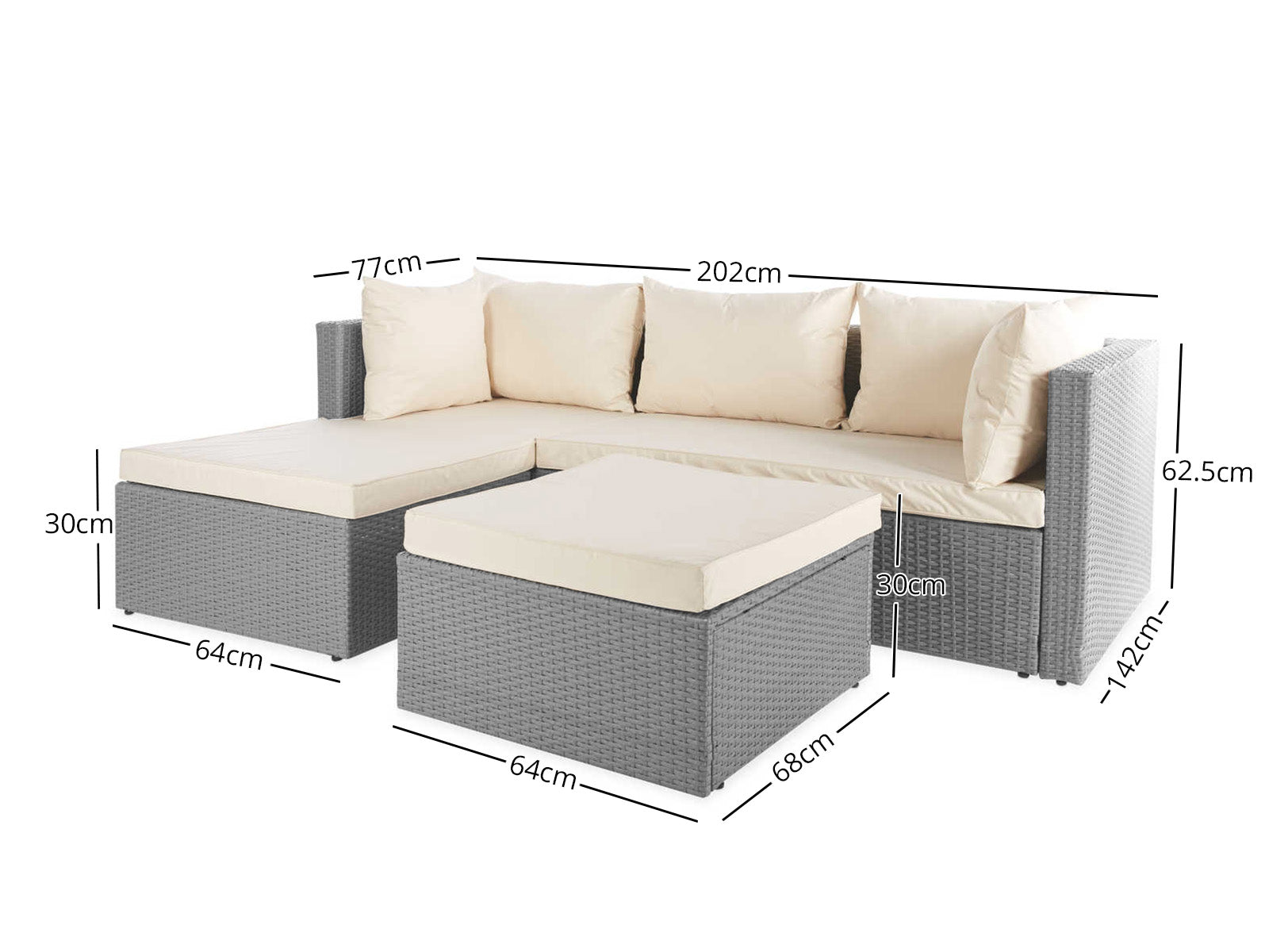 3PC Outdoor Sofa Beige PR11708 Outdoor Furniture NZ DEPOT 4