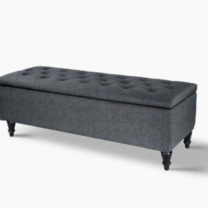 Abble Storage Ottoman Linen Navy L