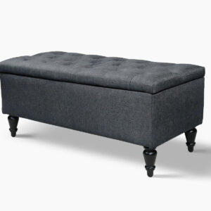 Abble Storage Ottoman Linen Navy M