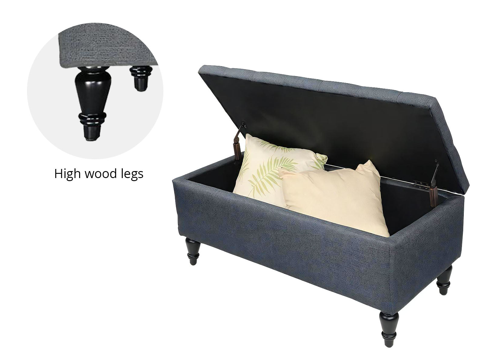 Abble Storage Ottoman Linen Navy M PR65433 Ottomans NZ DEPOT 5 - NZ DEPOT