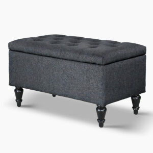 Abble Storage Ottoman Linen Navy S