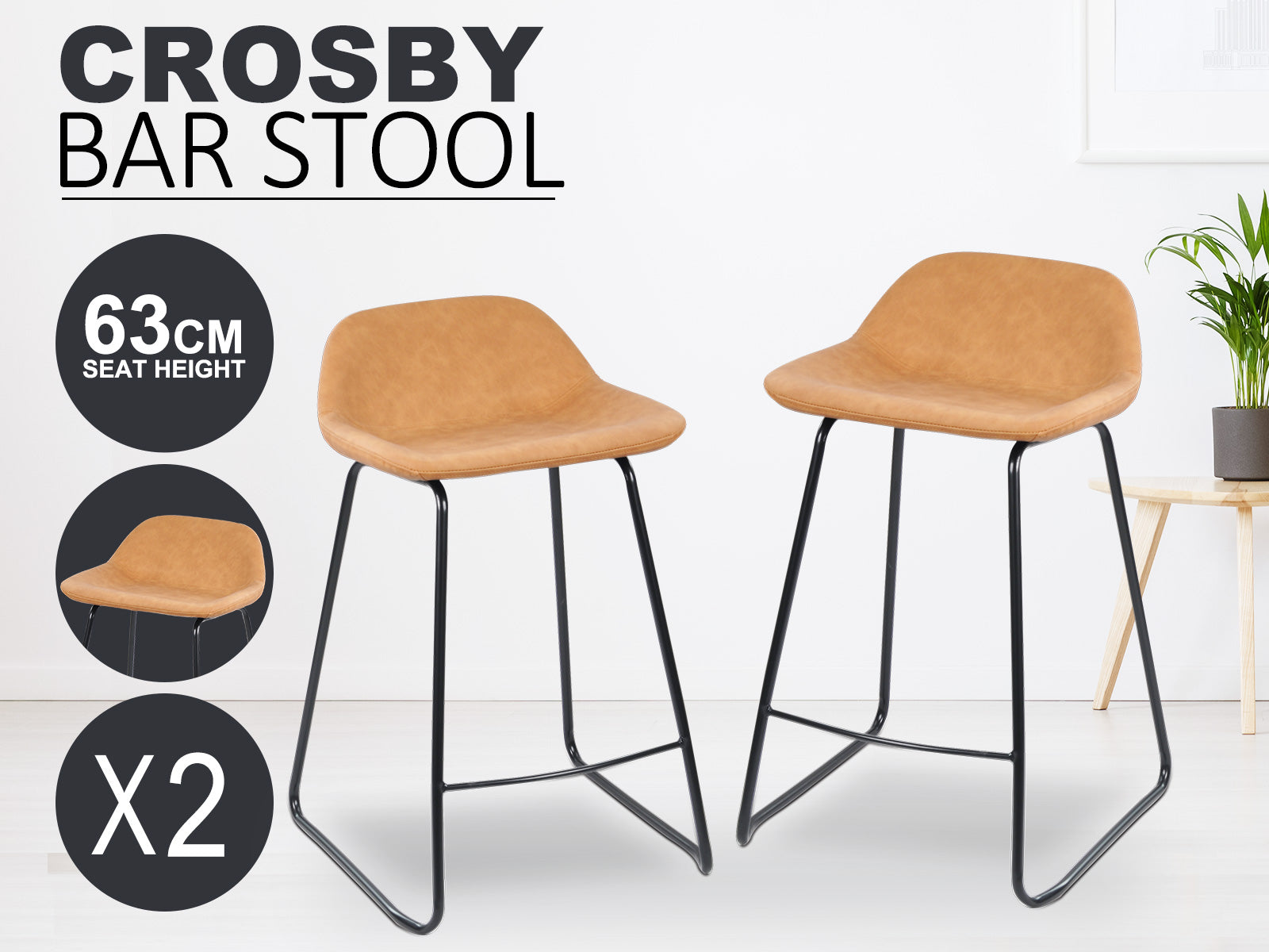 Bar Stools Iron Leg X2 Pr6538 Bar Stools Nz Depot 3 - Nz Depot