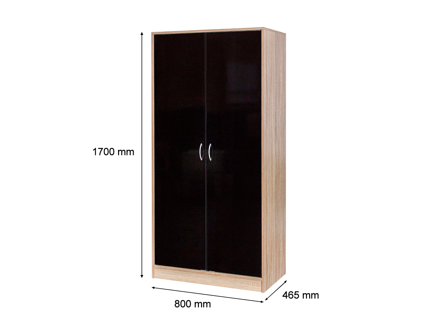 Bardalona 2 Door Wardrobe Black Pr8889 Wardrobes Nz Depot 3 - Nz Depot