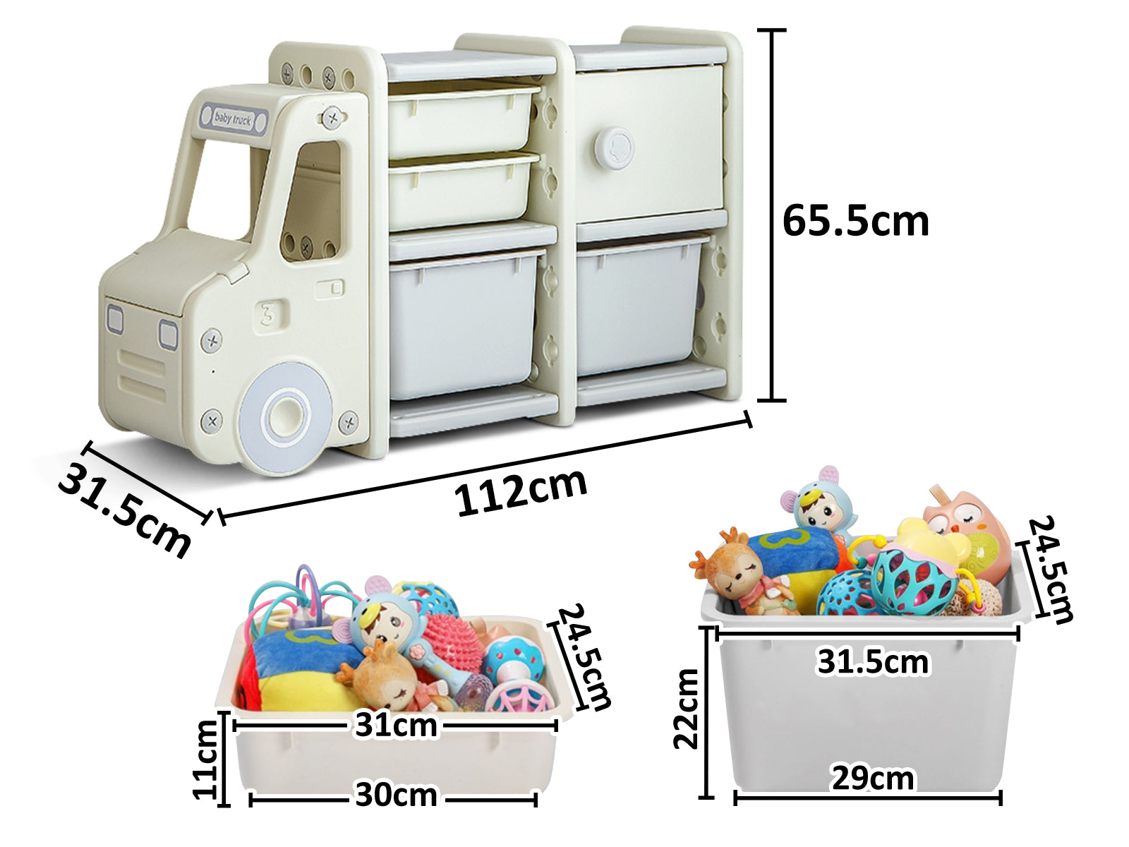 Car Shape Kids Toy Storage Shelf Set 2X2 White Pr8062 Kid Organisers Nz Depot 3 - Nz Depot