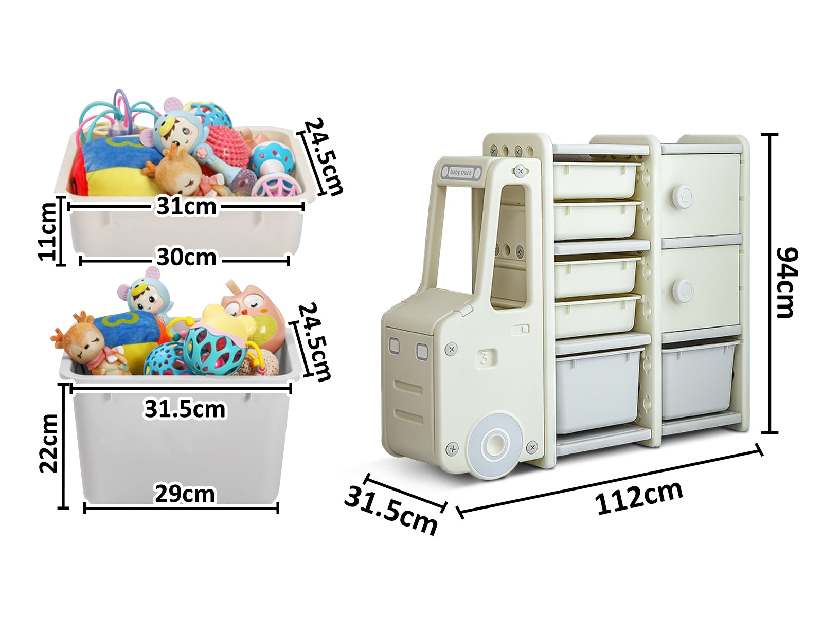 Car Shape Kids Toy Storage Shelf Set 2X3 White Pr8064 Kid Organisers Nz Depot 3 - Nz Depot