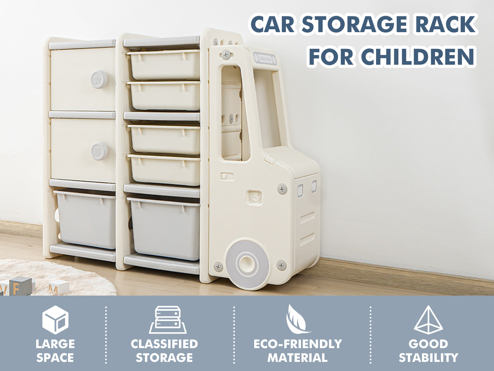 Car Shape Kids Toy Storage Shelf Set 2X3 White Pr8064 Kid Organisers Nz Depot 6 - Nz Depot