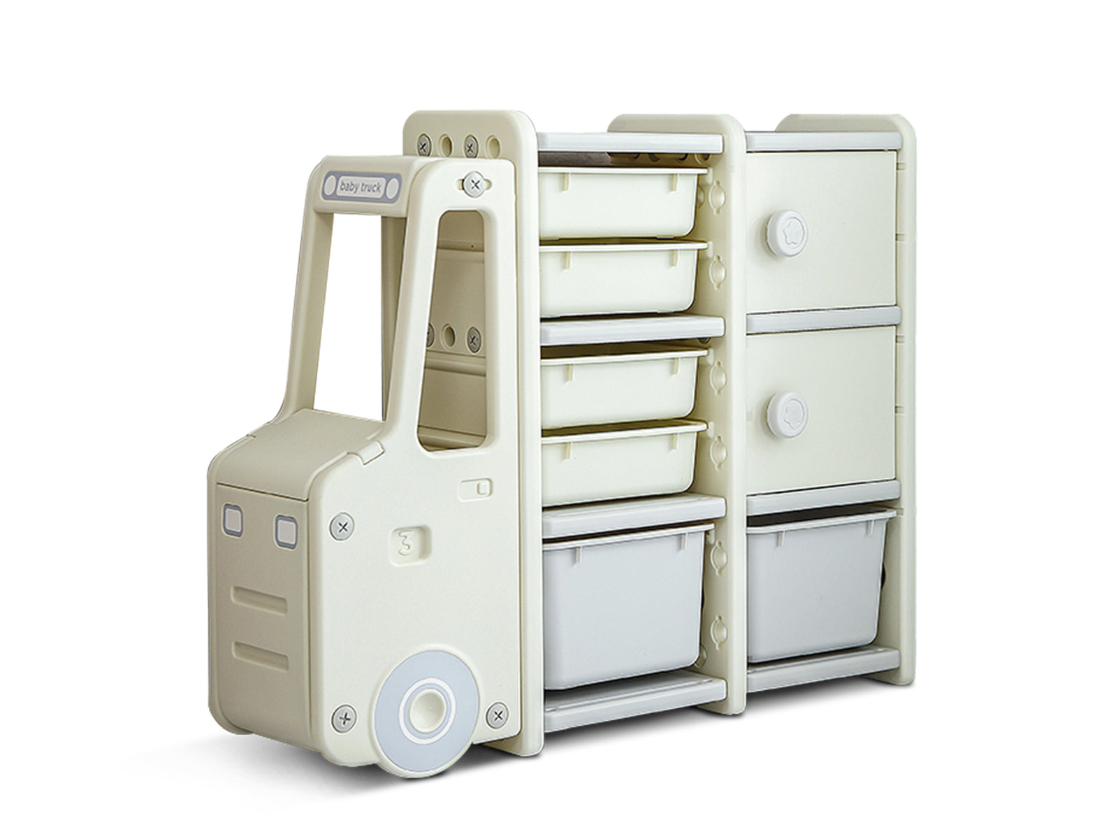 Car Shape Kids Toy Storage Shelf Set  2X3 White