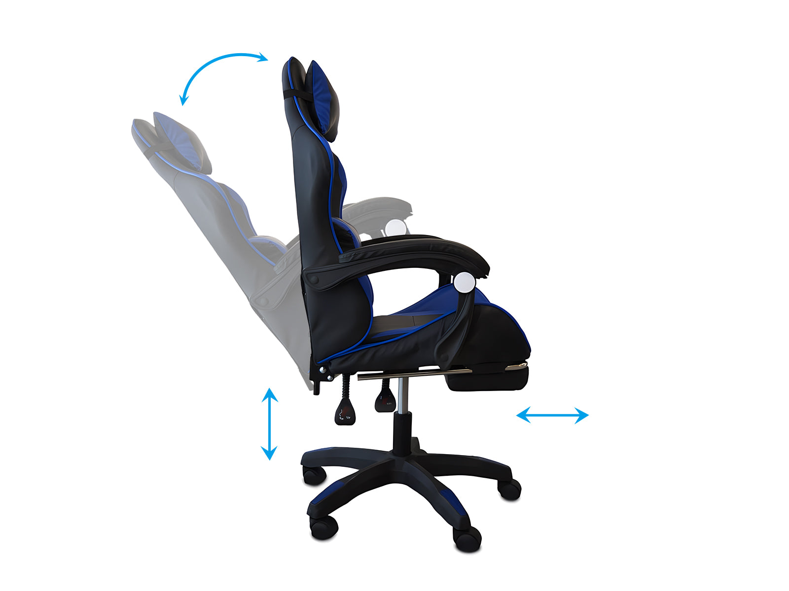 Chano Deluxe Gaming Chair Pu Blue Pr8926 Office Chairs Nz Depot 8 - Nz Depot