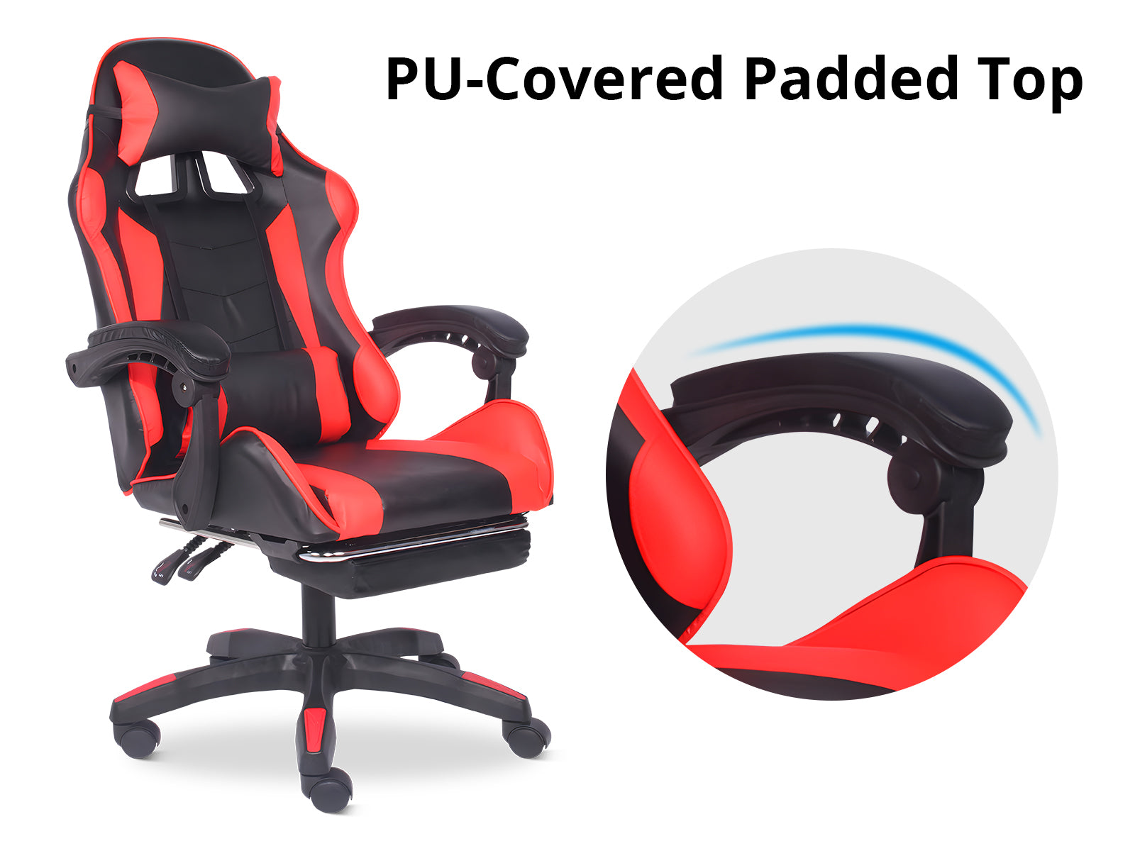 Chano Deluxe Gaming Chair Pu Red Pr8925 Office Chairs Nz Depot 6 - Nz Depot