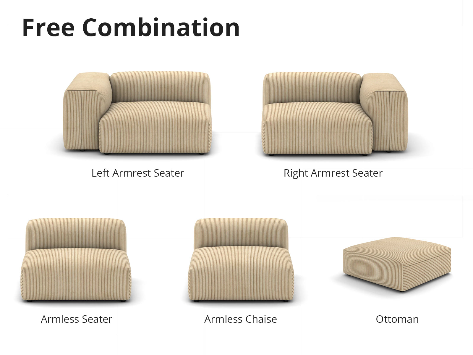 Corduroy Fabric Sofa Armless Seater Pr65292 Sofas Sectionals Sofa Beds Nz Depot 8 - Nz Depot