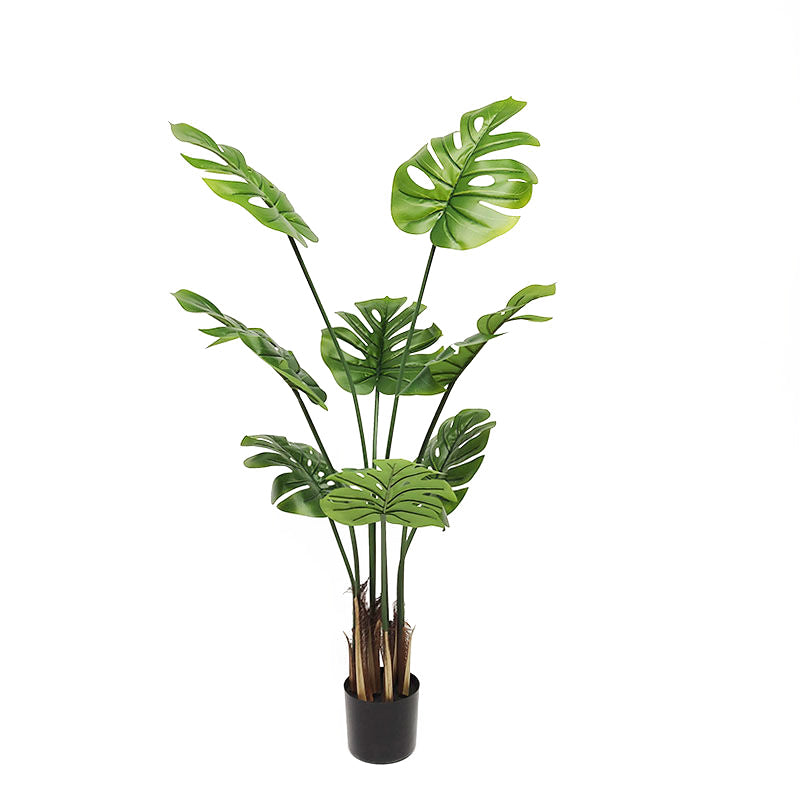 Ds Bs Artificial Plastic Tropical Palm Tree Monstera-120Cm