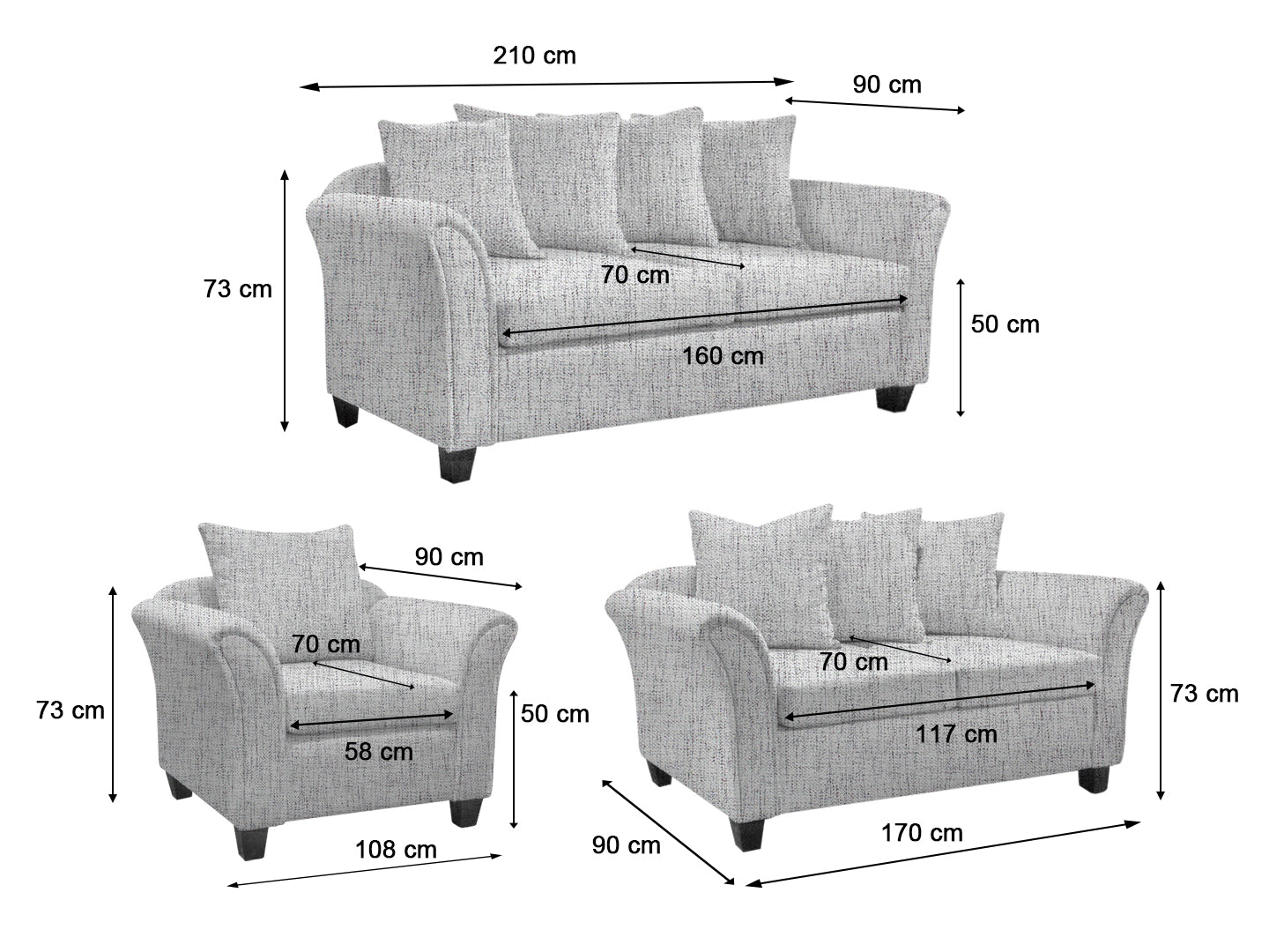 Ds Nz Made Chika Sofa 321 Comfy Silver Pr9112 3 Sofas Sectionals Sofa Beds Nz Depot 6 - Nz Depot