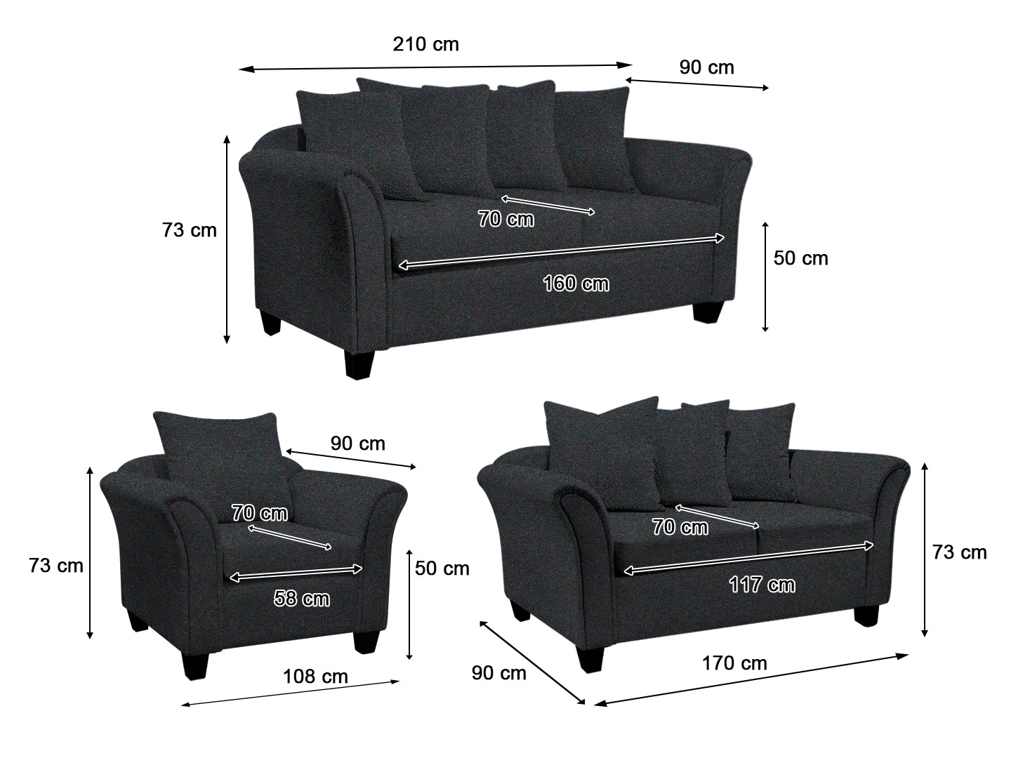 Ds Nz Made Chika Sofa 321 Vish Black Zest Pr9112 4 Sofas Sectionals Sofa Beds Nz Depot 6 - Nz Depot