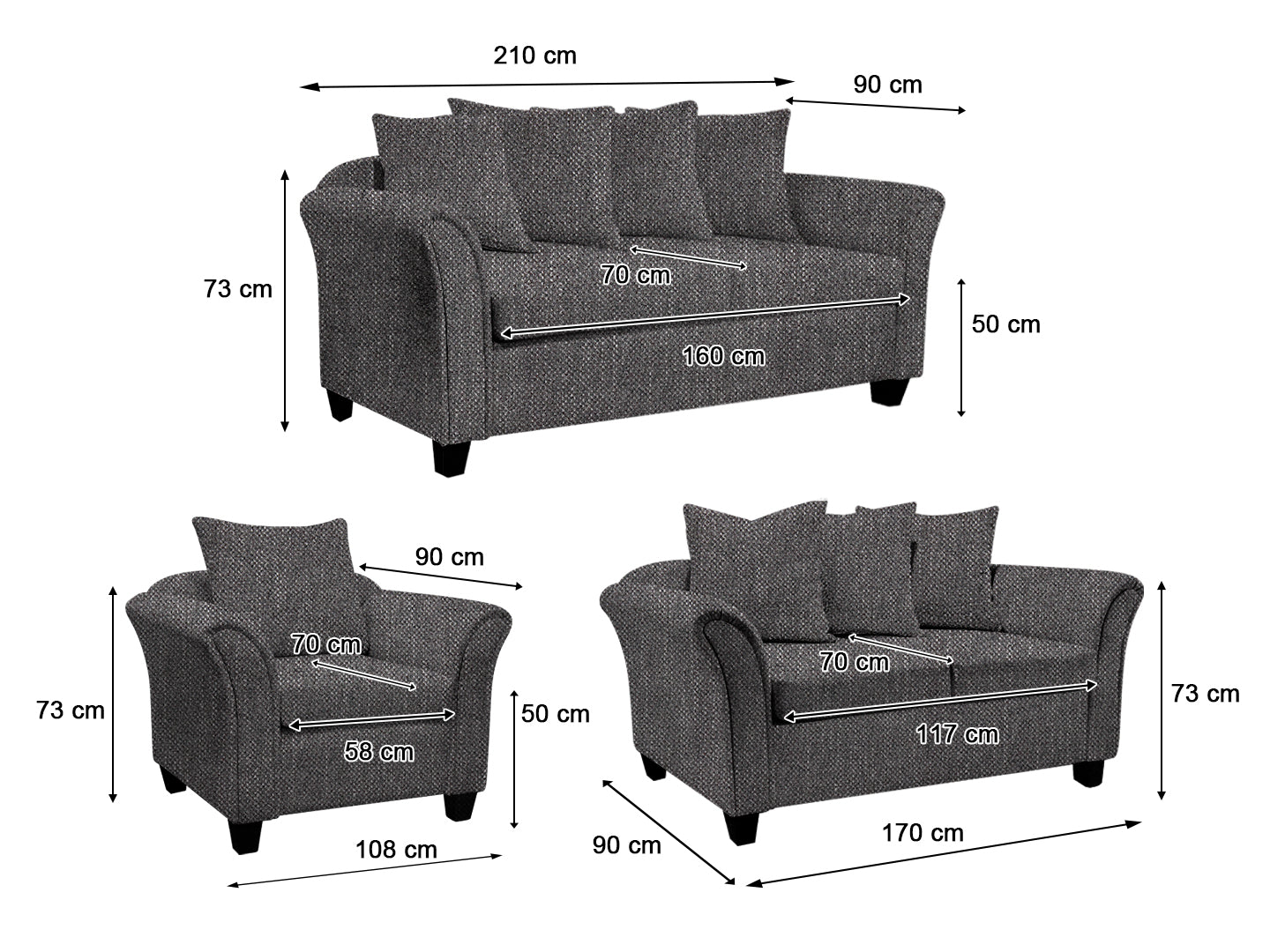 Ds Nz Made Chika Sofa 321 Kido Black Pr9112 2 Sofas Sectionals Sofa Beds Nz Depot 6 - Nz Depot