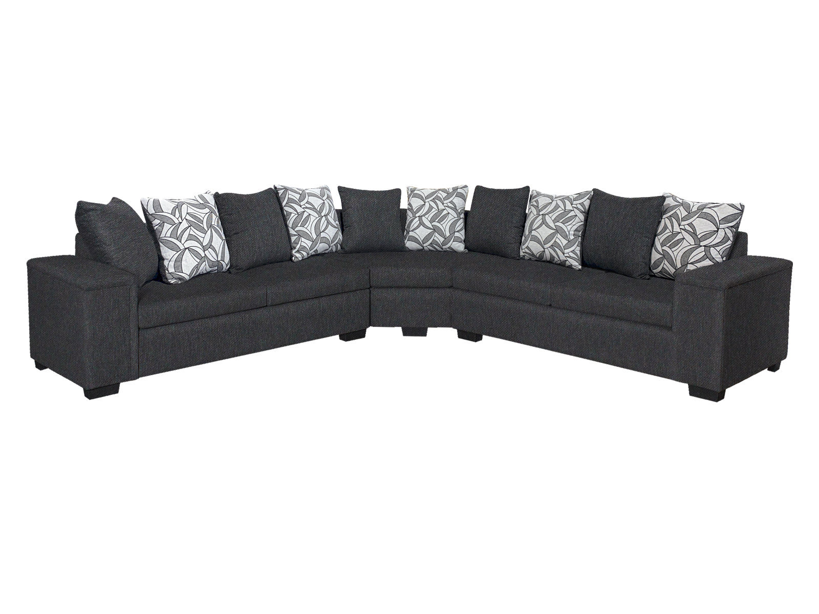 Ds Nz Made Ella Corner Sofa Vish Black With Pattern Cushion (Michigan)