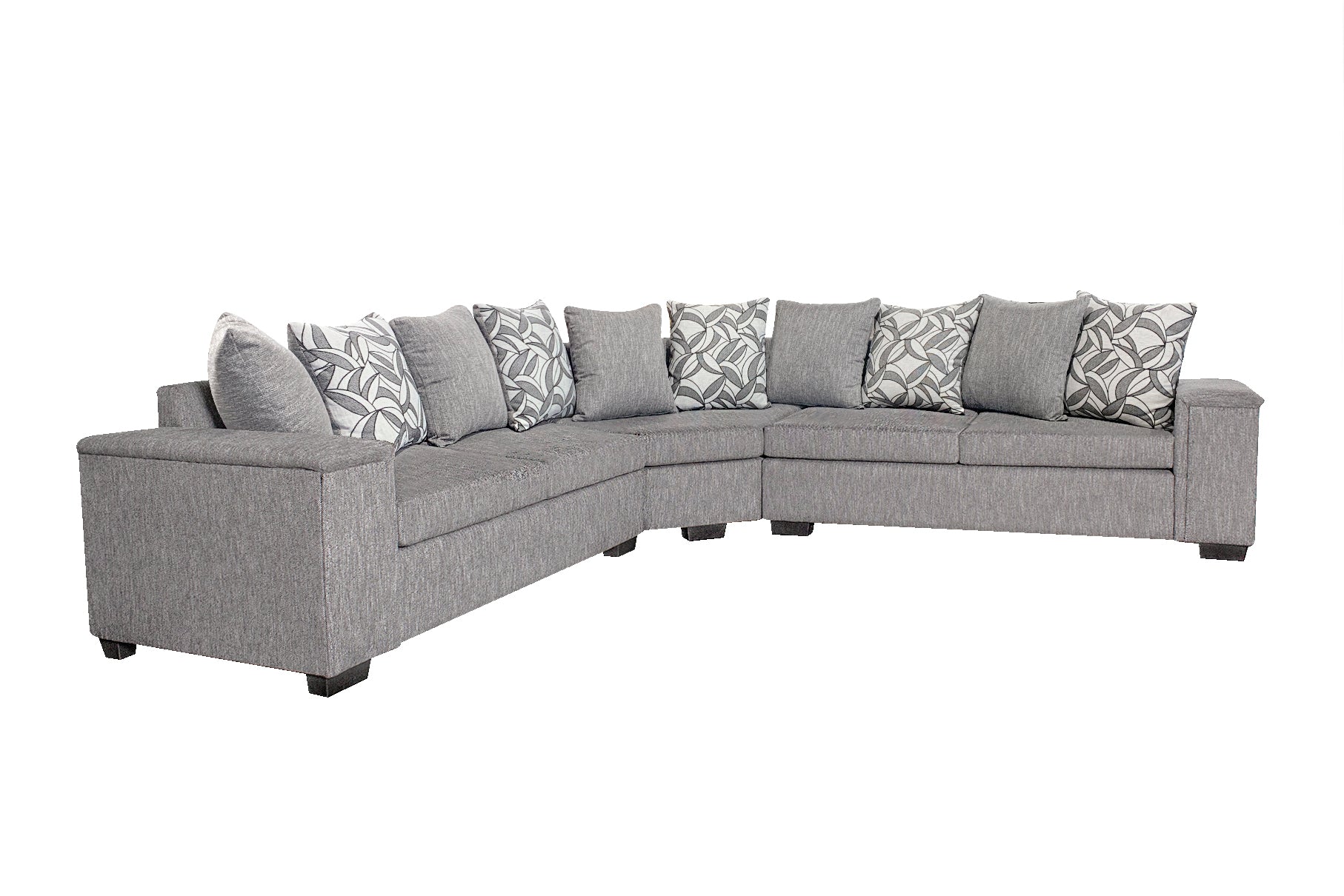 Ds Nz Made Ella Corner Sofa Kido Steel With Pattern Cushions ( Michigan)