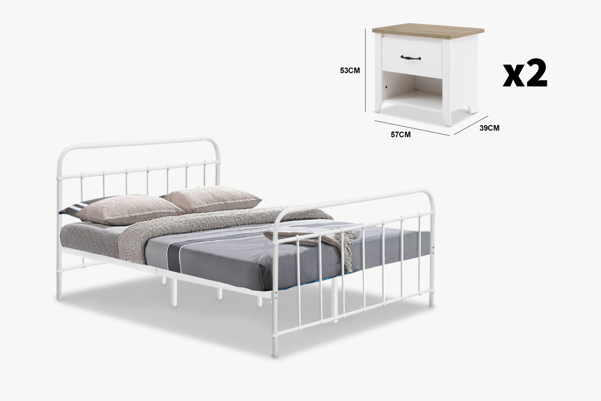 Darcy Bed Frame Queen Adelle Nightstands X2 Pr8337 Bed Frames Nz Depot 3 - Nz Depot