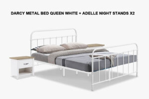 Darcy Bed Frame Queen Adelle Nightstands X2 Pr8337 Bed Frames Nz Depot - Nz Depot