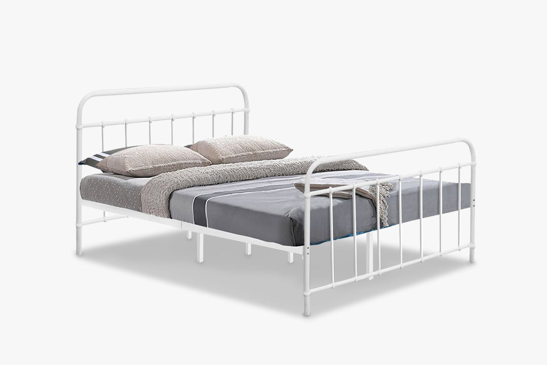 Darcy Queen Bed Frame - Metal White