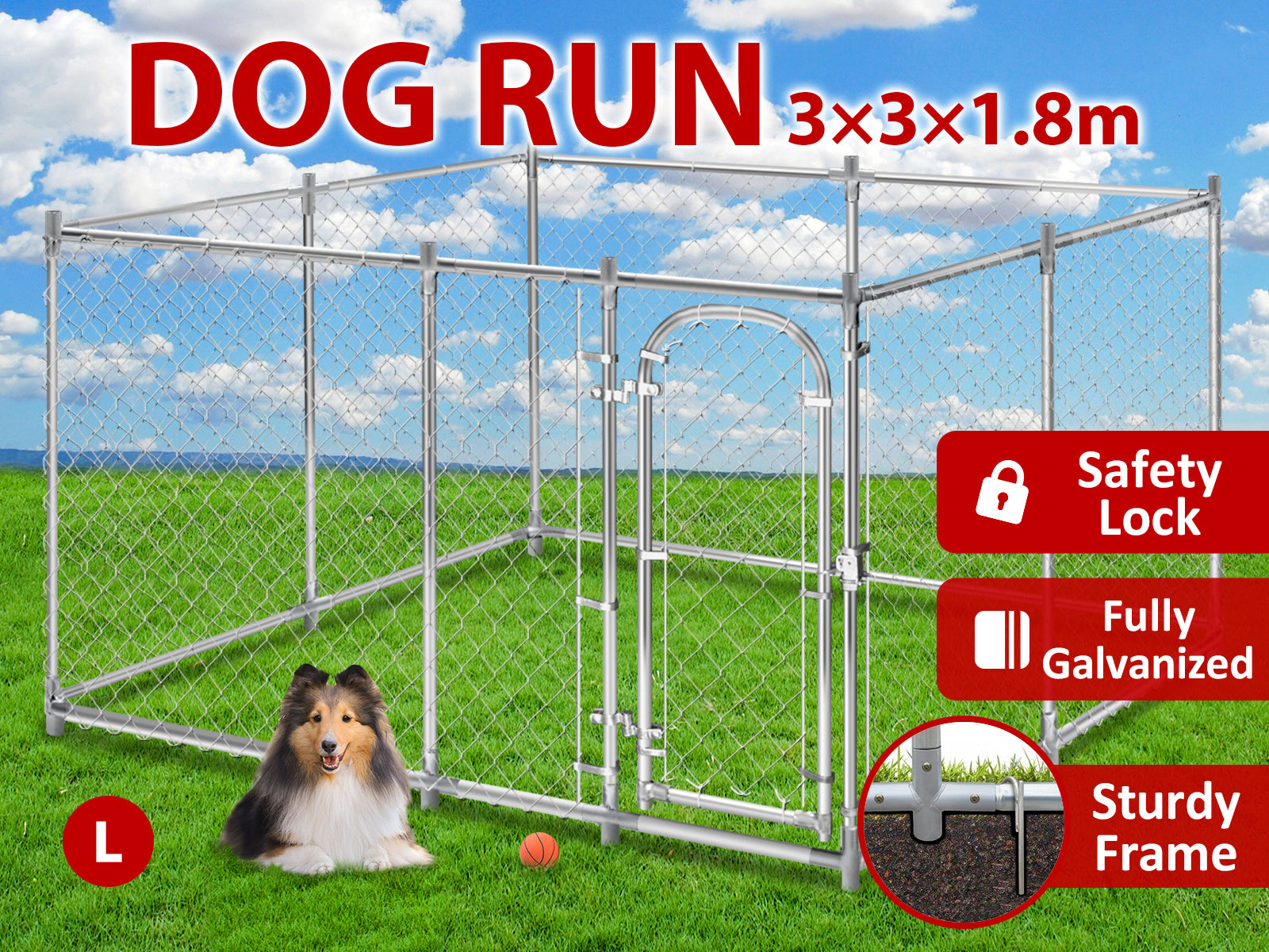 Dog Run B 3X3X1.8M Pr666376 1 Bedding Nz Depot 6 - Nz Depot